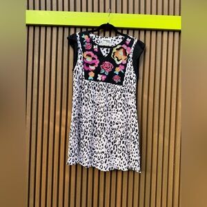 Savanna Jane Black and White Leopard Floral Kids Top